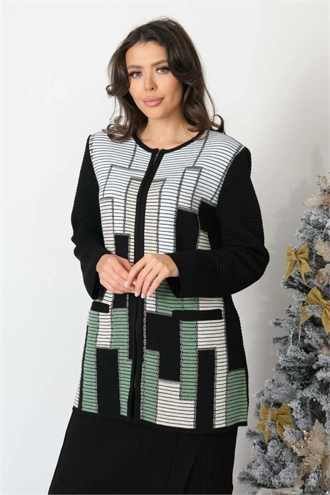 Жакет Текстильная Мануфактура Д 3368/черно-зеленый