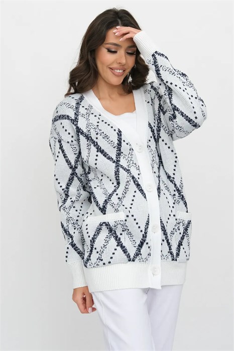 Жакет Злата Стиль М 3247/бело-джинсовый