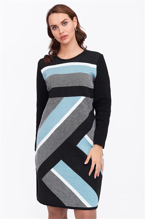 Платье Злата Стиль С 1559/черно-мятный