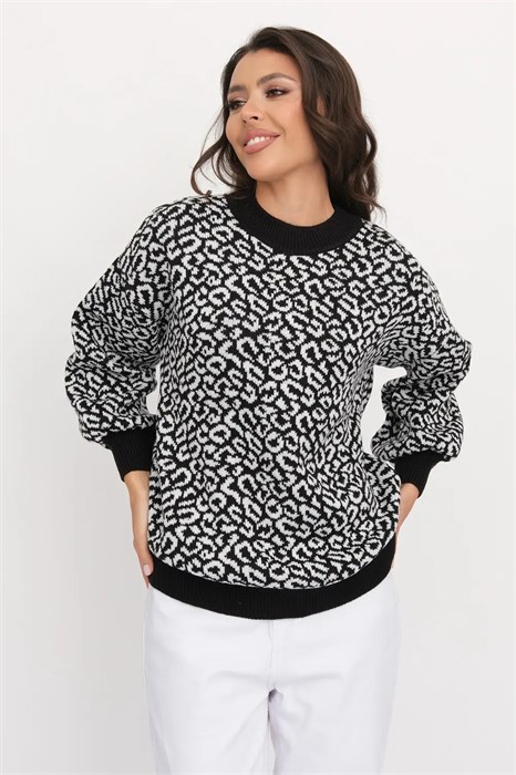 Джемпер Злата Стиль 1-686/бело-черный