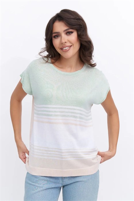 Джемпер Текстильная Мануфактура Д 3289/бежево-мятный