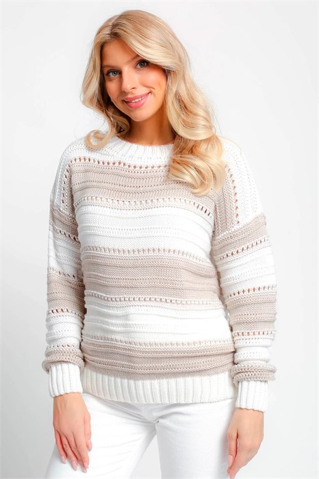 Джемпер Текстильная Мануфактура Д 2787/бело-бежевый