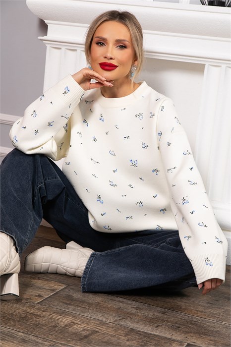 Свитер оверсайз Анита (белый) Б14761-1М Б14761-1М - фото 445468