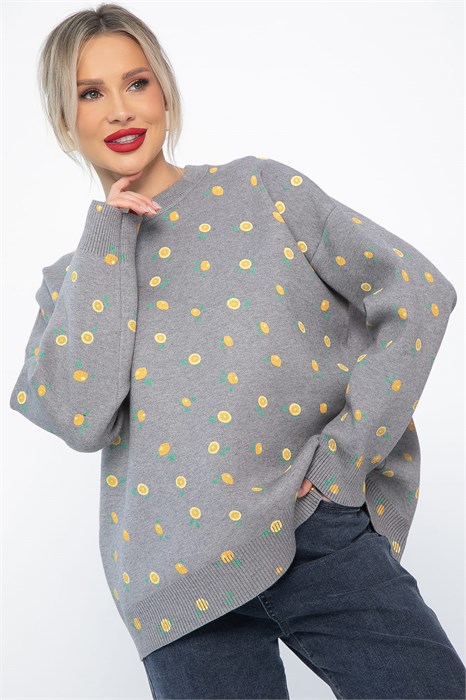 Свитер оверсайз Анита (серый) Б14759-1М Б14759-1М - фото 445484