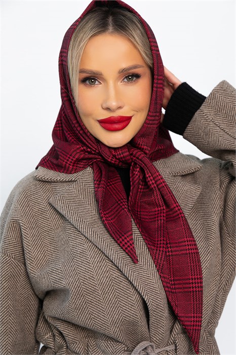 Косынка с отворотом (бордовая клетка) КО23-23М КО23-23М - фото 445842