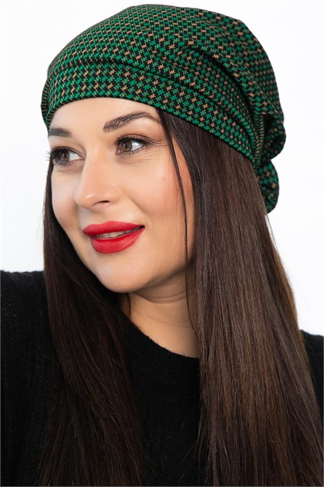 Чалма с бантом (зелено-бежевая) ЧБ4-23М ЧБ4-23М - фото 445891