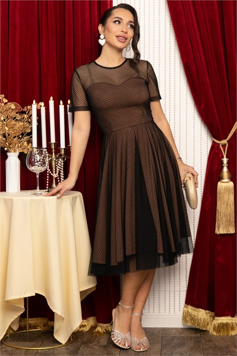 Платье Эйрена (черно-коричневое) П14721-6М П14721-6М - фото 446014