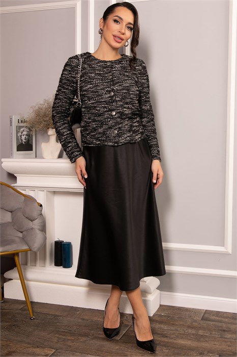 Костюм с атласной юбкой Лизетт (черный) К14677-10М К14677-10М - фото 446350