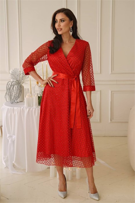 Платье праздничное Северное сияние (красное) П14398-5М П14398-5М - фото 446669