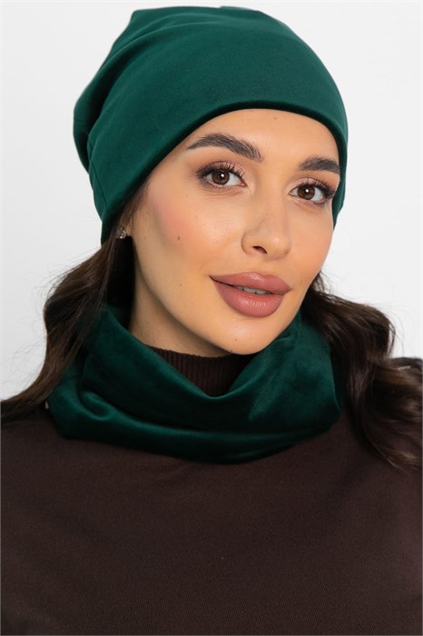 Комплект шапка шестиклинка и снуд (зеленый) ШШС5-23М ШШС5-23М - фото 446761