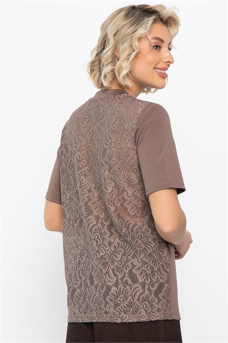 Футболка кружевная Нэсти (коричневая) Б14656-10М Б14656-10М - фото 446873