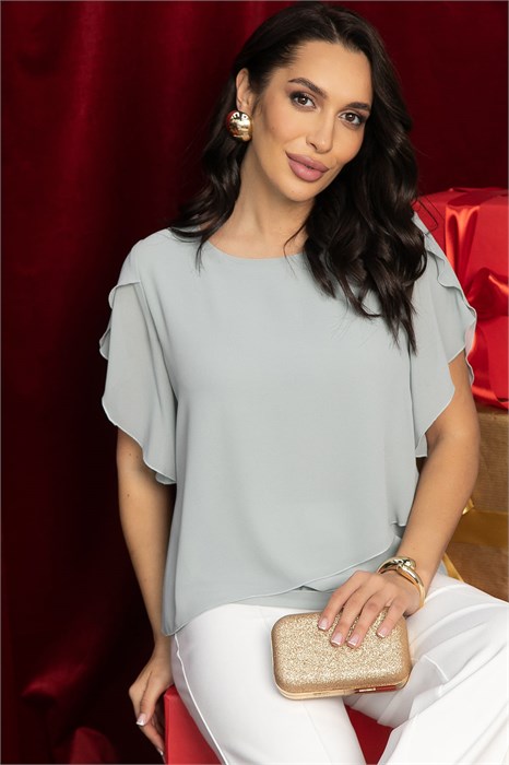 Блуза Магнолия (серо-голубая) Б11052 Б11052 - фото 447103