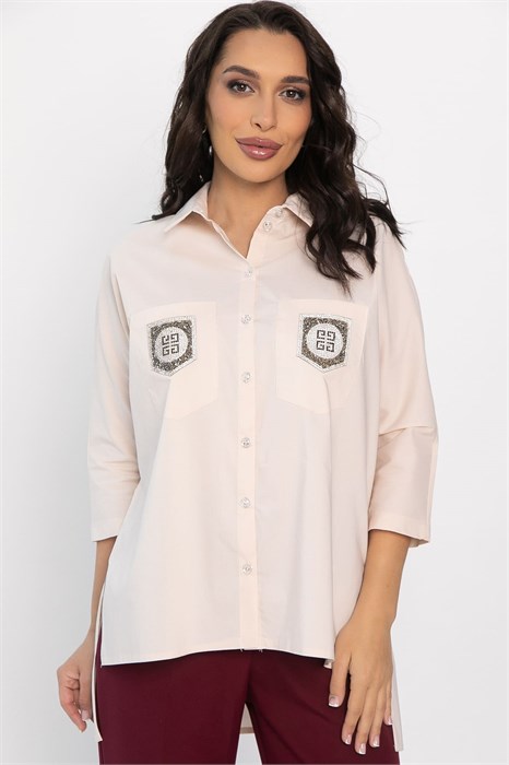 Рубашка с карманами Аристократка (бежевая) Б14357-10М Б14357-10М