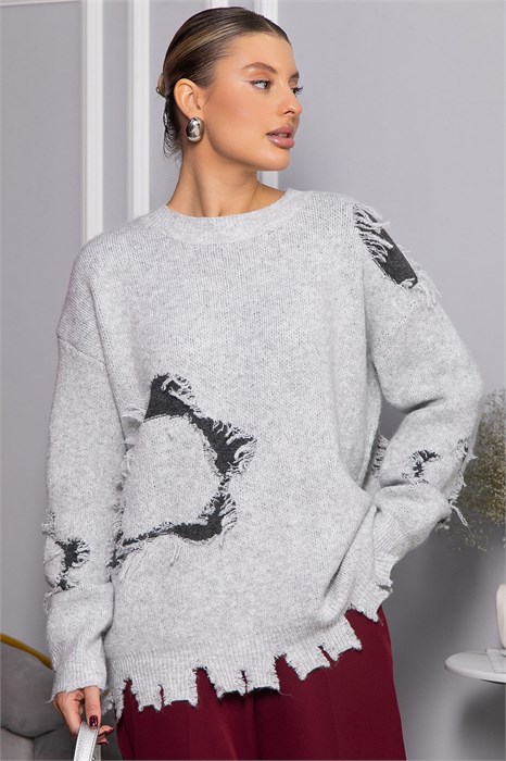 Свитер рваный Наиль (серый) Б14562-13М Б14562-13М