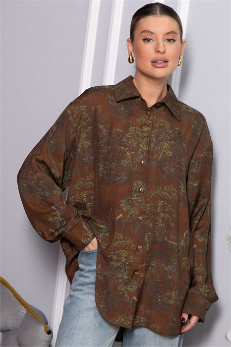 Блуза Тайна очарования (коричневая) Б14433-5М Б14433-5М