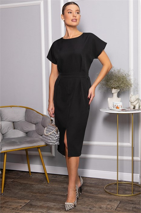 Платье с карманами Утренняя роса (черное) П14371-16М П14371-16М