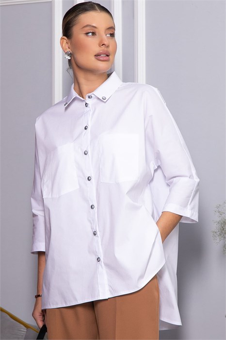 Рубашка с карманами Аристократка (белая) Б14449-10М Б14449-10М