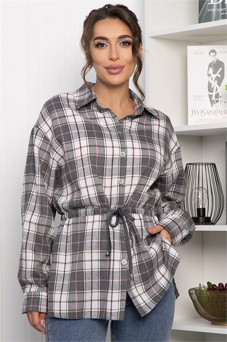 Рубашка хлопковая Джанет (серо-коричневая) Б14276-4М Б14276-4М