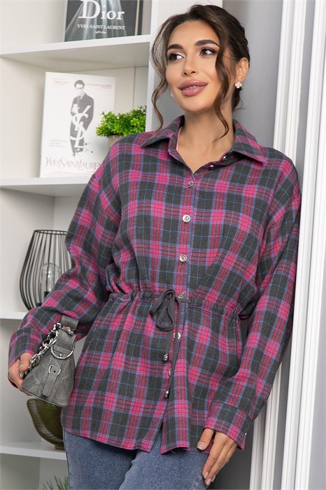 Рубашка хлопковая Джанет (розово-серая) Б14273-4М Б14273-4М