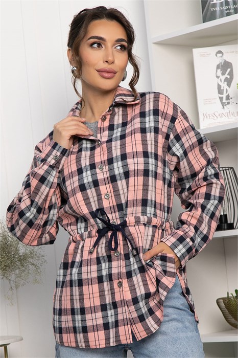 Рубашка хлопковая Джанет (персик/синий) Б14275-4М Б14275-4М