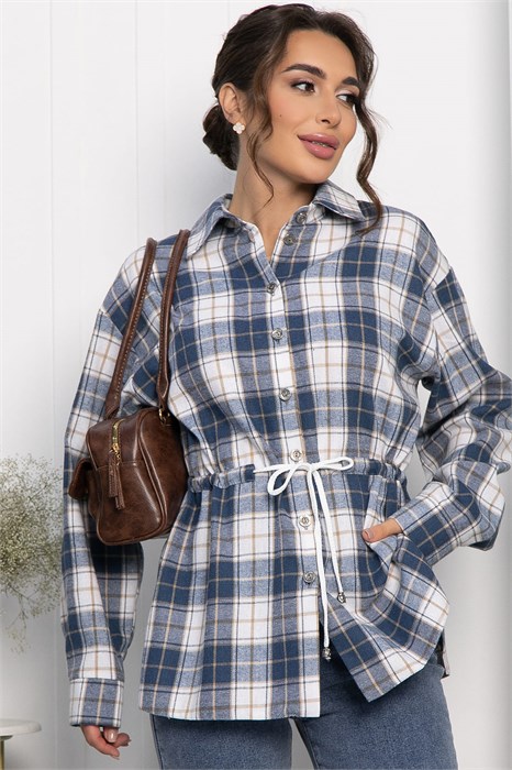 Рубашка хлопковая Джанет (сине-белая) Б14272-4М Б14272-4М