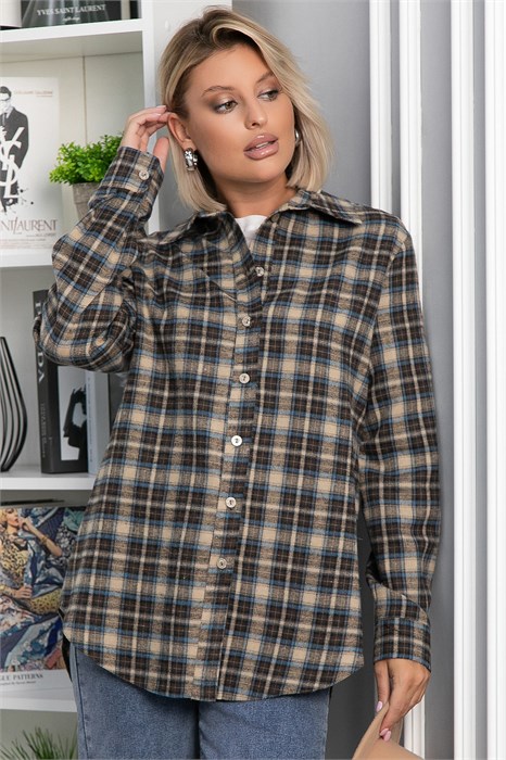 Рубашка Денни (бежево-коричневая) Б14136-7М Б14136-7М