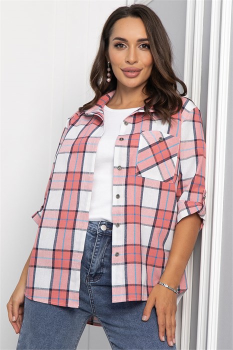 Рубашка Аланта (бело-розовая) Б14036-18М Б14036-18М