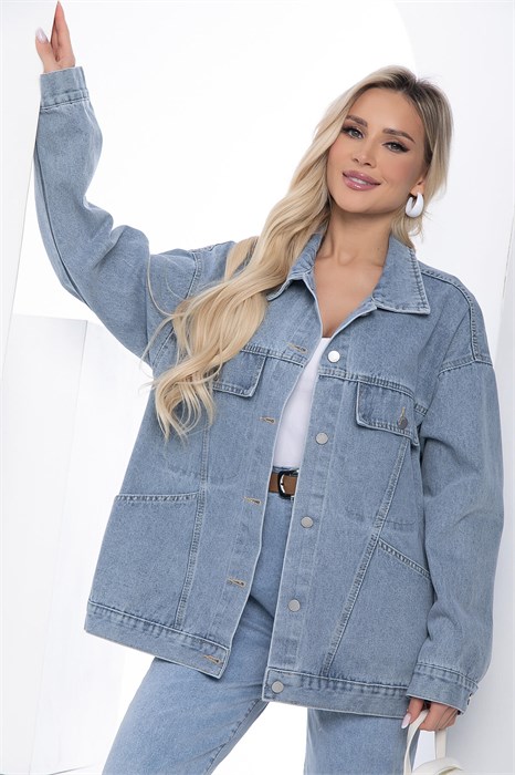 Жакет джинсовый Хлоя (серо-голубая) Б13369-4М Б13369-4М - фото 452863