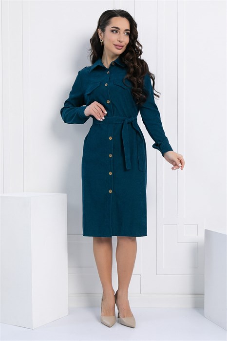 Платье-рубашка В большом городе (сине-зеленое) П12798М П12798М