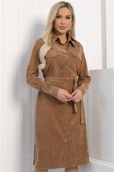 Платье-рубашка В большом городе (коричневое) П12800М П12800М