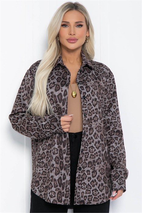 Рубашка Всегда на стиле (серый лео) Б12407-7 Б12407-7