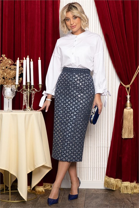 Юбка с пайетками Кетти (синяя) Ю14770-10М Ю14770-10М