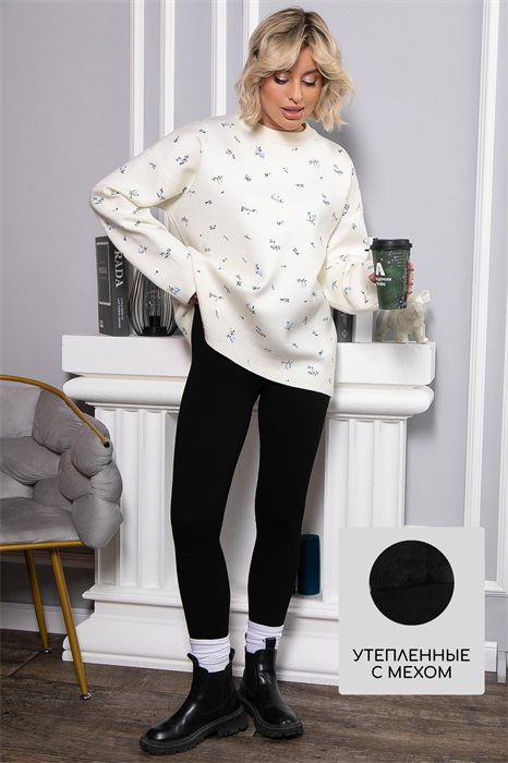 Лосины в рубчик утепленные нью (черные) Б14807-7М Б14807-7М