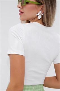 Кофта женская в рубчик с акцентным декольте 2ксL SMILE 52663