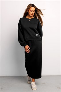 Юбка длинная макси с разрезом 388BLK 53308