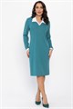 Платье с воротничком Деловой стиль (бирюзовое) П14558-12М П14558-12М