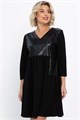 Платье со вставками из экокожи Эллис (черное) П14724-8М П14724-8М